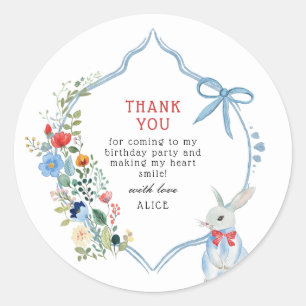 Alice in Wonderland Birthday Party Thank You Favou Classic Round Sticker
