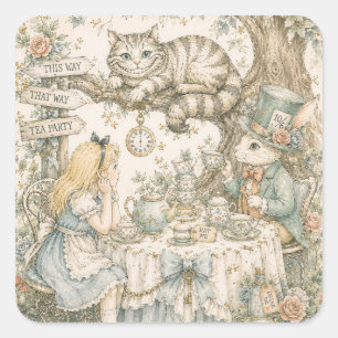 Alice in Wonderland Birthday Square Sticker