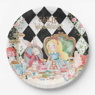 Alice in Wonderland Birthday Tea Party Invitations Paper Plate