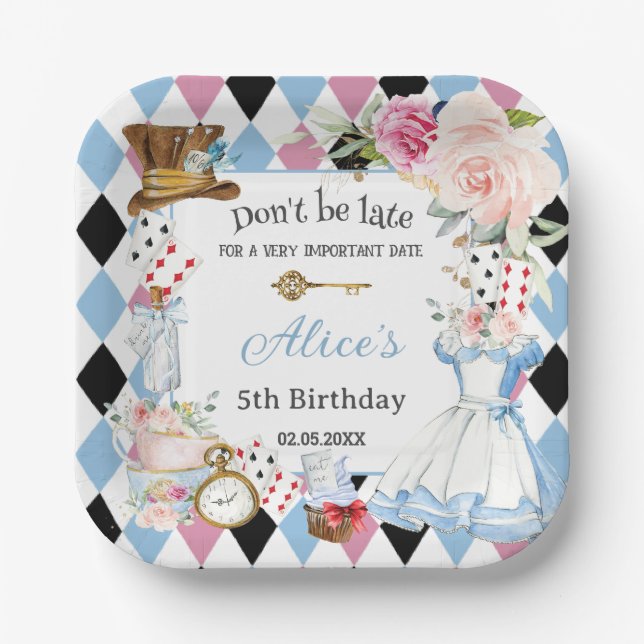 Alice in Wonderland Birthday Tea Party  Paper Plate (Front)
