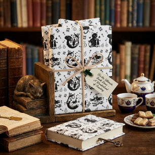 Alice in Wonderland  Black And White Design Wrapping Paper