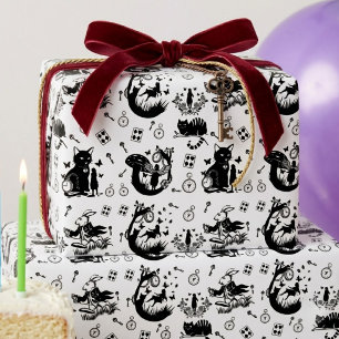 Alice in Wonderland Black And White Design Wrapping Paper