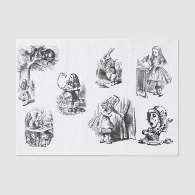Alice in Wonderland Black and White Tissue Paper (Front)