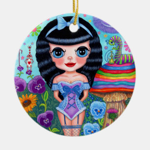 Alice in Wonderland Black Hair Cheshire Cat Cute Ceramic Tree Decoration