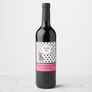 Alice in Wonderland Black Heart Pattern Drink Me Wine Label