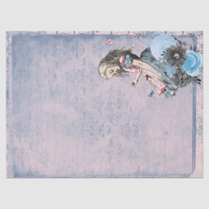 Alice in Wonderland Blue Floral Decoupage Tissue Paper