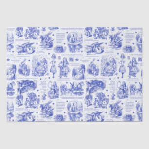 Alice in Wonderland Blue White Toile Quotes Tissue Paper