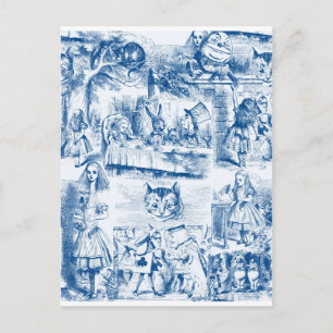 Alice In Wonderland Blue & White Toils Postcard