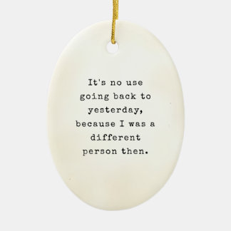 Alice in Wonderland Book Quotes Ceramic Tree Decoration