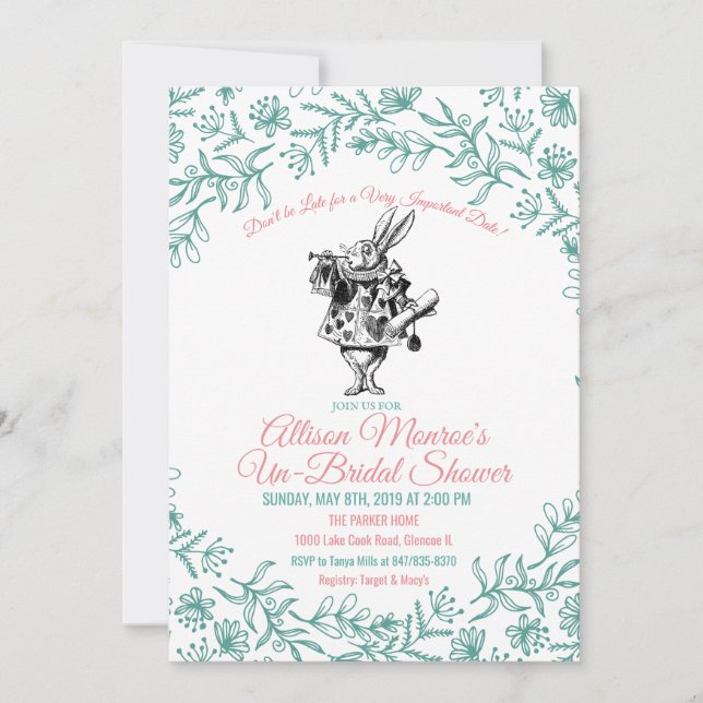 Alice in Wonderland Bridal Shower Invitation (Front)