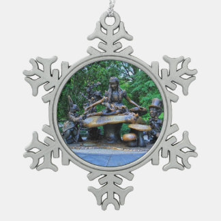Alice in Wonderland - Central Park NYC #2 Snowflake Pewter Christmas Ornament