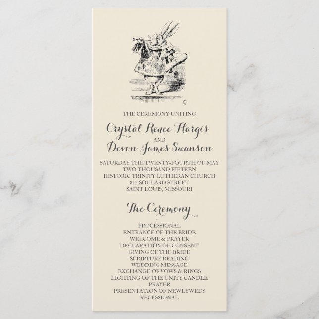 Alice in Wonderland Ceremony Program Programme (Front)