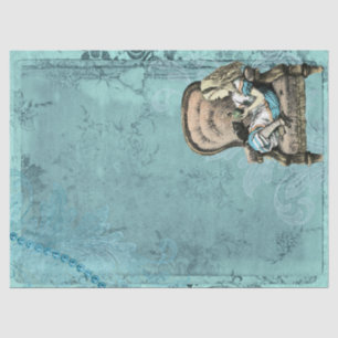 Alice in Wonderland Chair and Kitten Blue Craft Tissue Paper