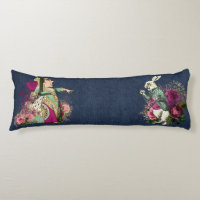 Alice in Wonderland Characters on Blue Denim