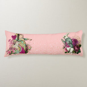 Alice in Wonderland Characters on Pink and Gold Body Cushion