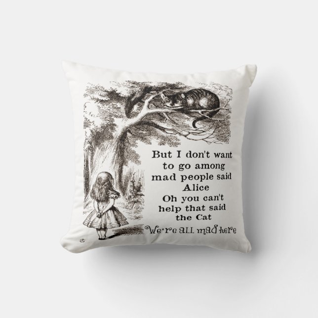 Alice In Wonderland Cheshire Cat Custom Colour Cushion (Front)