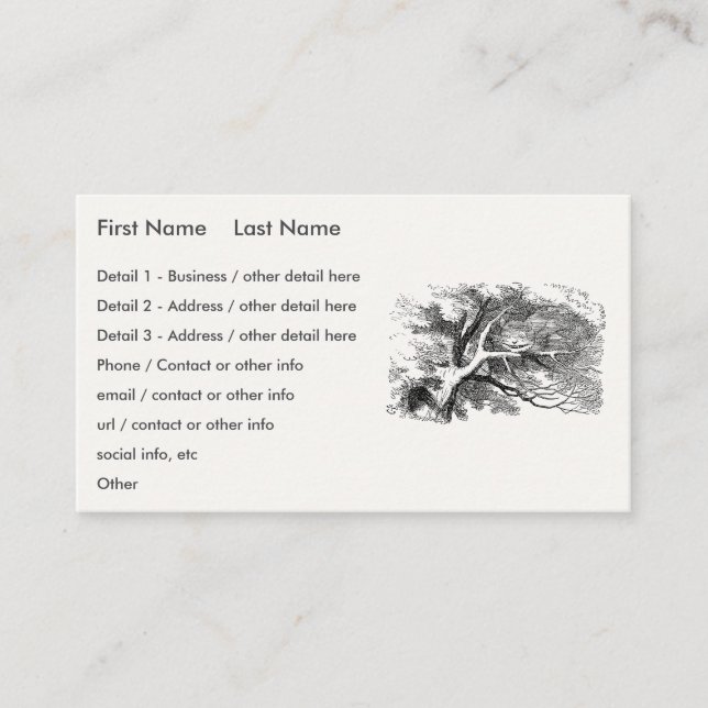 Alice in Wonderland - Cheshire Cat Fading to Smile Business Card (Front)