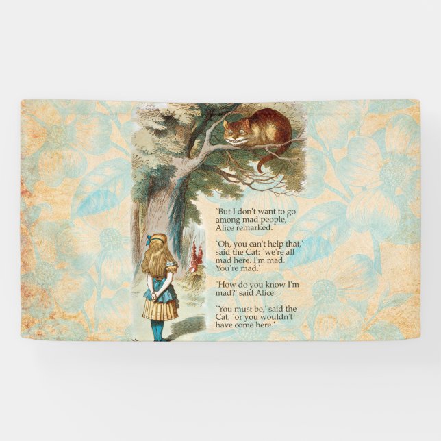 Alice in Wonderland Cheshire Cat Mad  Banner (Horizontal)