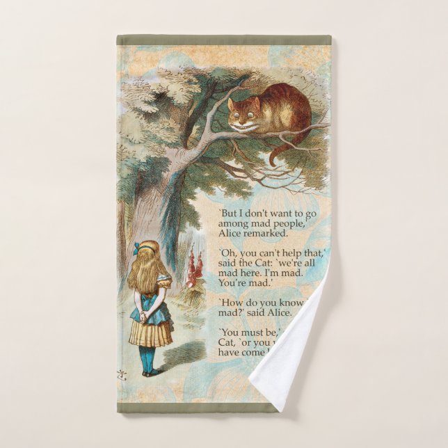 Alice in Wonderland Cheshire Cat Mad  Bath Towel Set (Hand Towel)