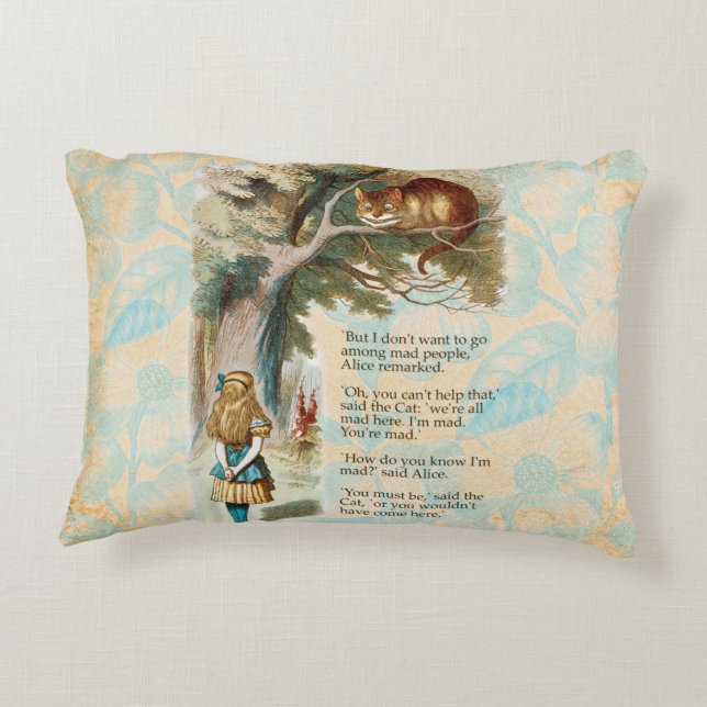 Alice in Wonderland Cheshire Cat Mad  Decorative Cushion (Back)