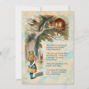 Alice in Wonderland Cheshire Cat Mad  Invitation