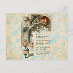 Alice in Wonderland Cheshire Cat Mad  Postcard