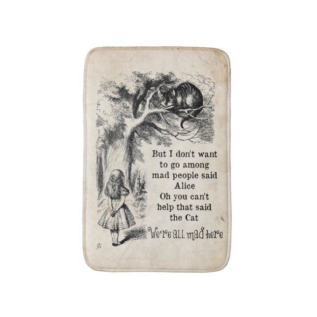 Alice in Wonderland; Cheshire Cat with Alice Bath Mat (Front Vertical)