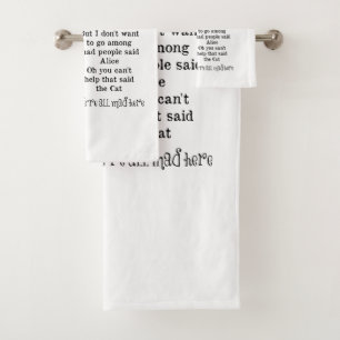 Alice in Wonderland; Cheshire Cat with Alice Bath Towel Set