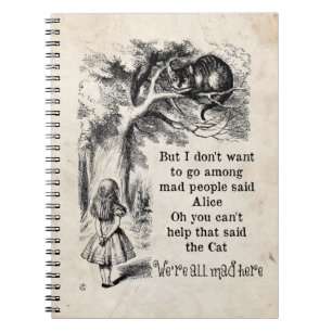 Alice in Wonderland; Cheshire Cat with Alice Spiral Notebook