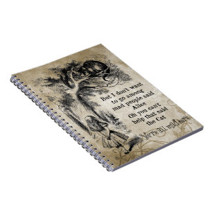 Alice in Wonderland; Cheshire Cat with Alice Spiral Notebook
