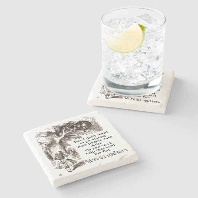 Alice in Wonderland; Cheshire Cat with Alice Stone Coaster (Side)