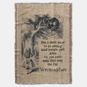 Alice in Wonderland; Cheshire Cat with Alice Throw Blanket