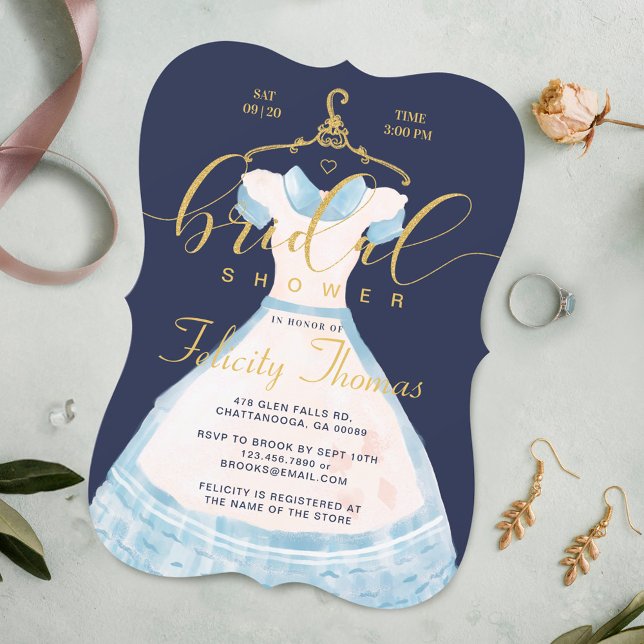 Alice In Wonderland Chic Blue Dress Bridal Shower Invitation (Alice In Wonderland Chic Blue Dress Bridal Shower Invitation)