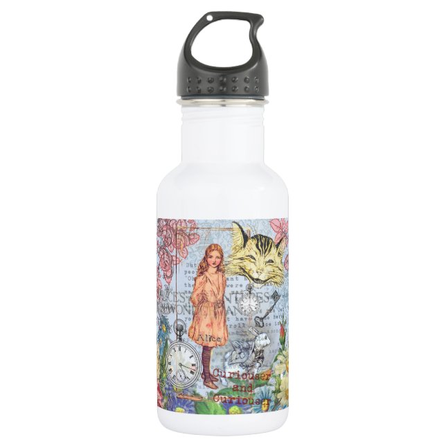 Alice in Wonderland Classic Cheshire Rabbit Alice 532 Ml Water Bottle (Front)