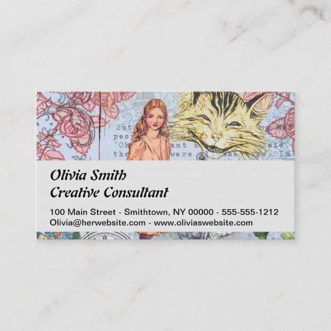Alice in Wonderland Classic Cheshire Rabbit Alice Business Card (Front)