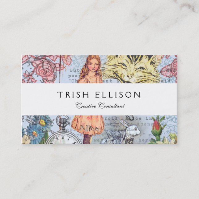 Alice in Wonderland Classic Cheshire Rabbit Alice Business Card (Front)