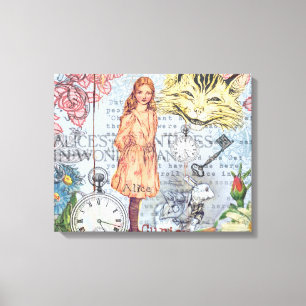 Alice in Wonderland Classic Cheshire Rabbit Alice Canvas Print
