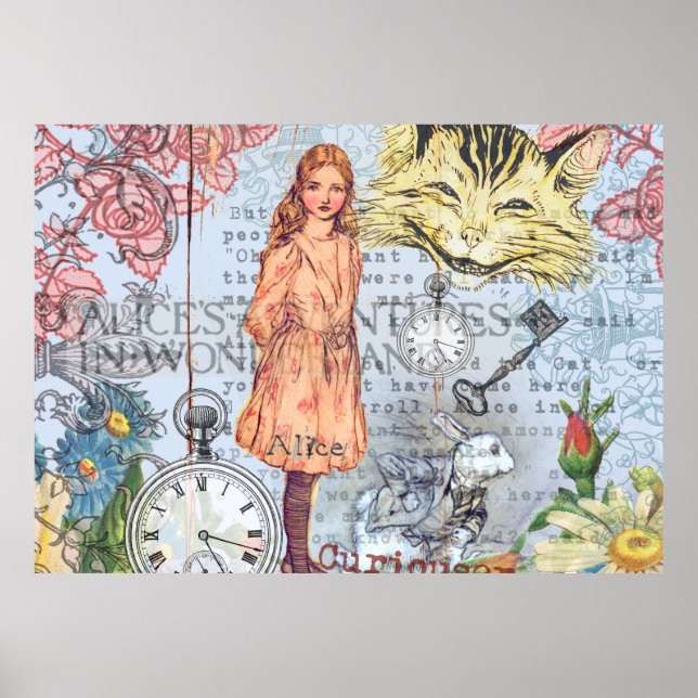 Alice in Wonderland Classic Cheshire Rabbit Alice Poster (Front)