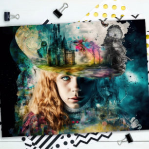 Alice in Wonderland   Clock and City Skyline Tissue Paper