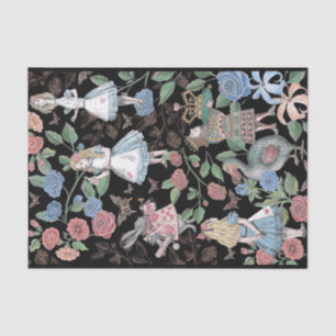 Alice In Wonderland Collage Decoupage Black Tissue Paper