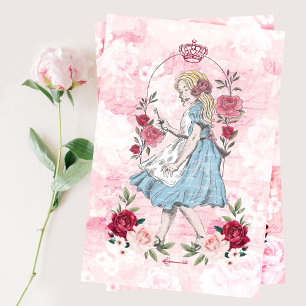 Alice In Wonderland Collage Decoupage Floral Roses Tissue Paper
