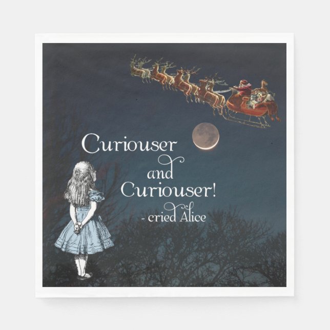 Alice in Wonderland Curiouser Christmas Napkins (Front)