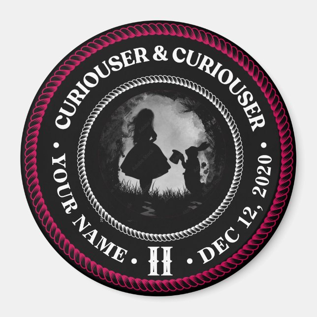 Alice in Wonderland, Curiouser, Sobriety Medallion Magnet (Front)