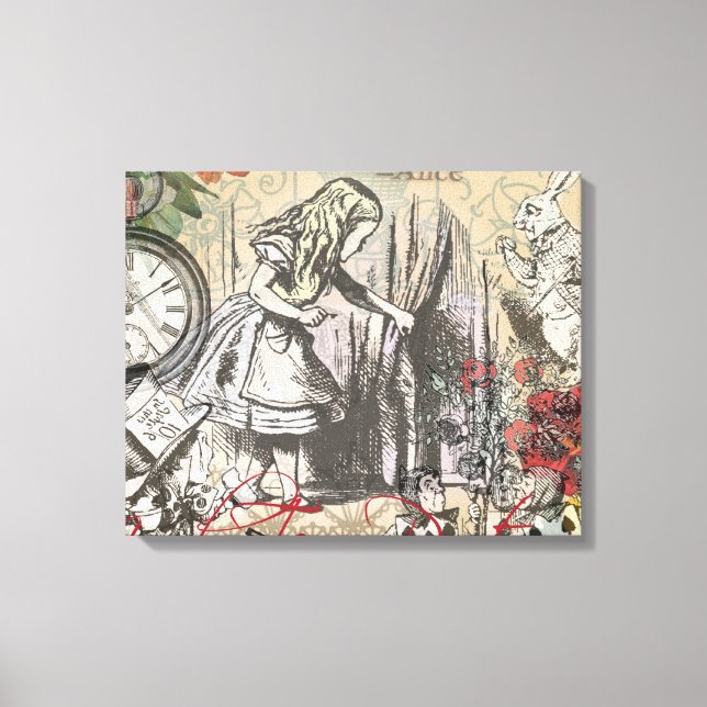 Alice in Wonderland Curtain Classic Art Canvas Print (Front)