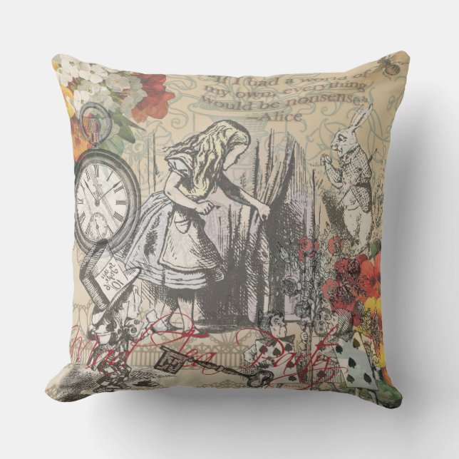 Alice in Wonderland Curtain Classic Art Cushion (Front)