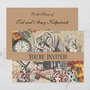 Alice in Wonderland Curtain Classic Art Invitation