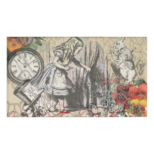 Alice in Wonderland Curtain Classic Art Name Tag