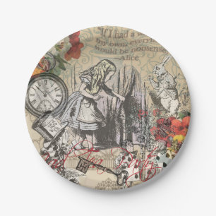 Alice in Wonderland Curtain Classic Art Paper Plate