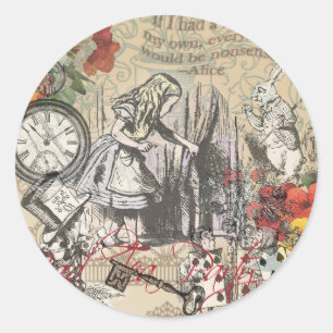Alice in Wonderland Curtain Nonsense Classic Round Sticker