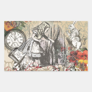 Alice in Wonderland Curtain Nonsense Rectangular Sticker